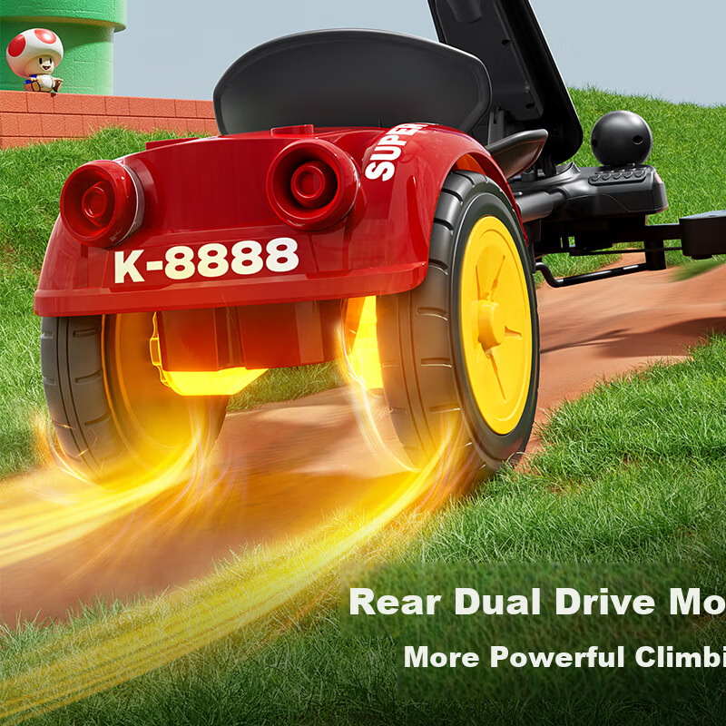 Kids Electric Ride-On Car for Boys and Girls, Remote Control Go-Kart, Four-Wheel Vehicle for Ages 3-8