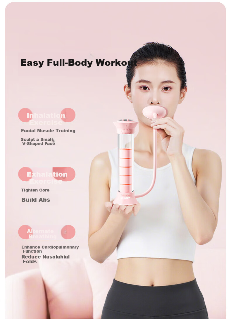 Langwei Breathing Dumbbell Diaphragmatic Breathing Trainer Lung Capacity Exerciser Abs Vest Line Face Jawline Trainer 3