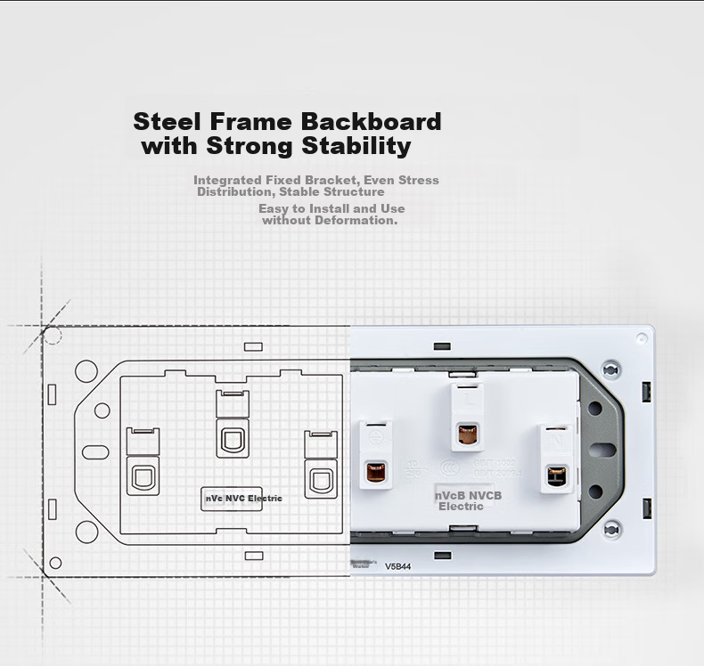 NVC Lighting Electrical Switch Socket Three-Gang Five-Hole Socket 118 Type Concealed 15-Hole Socket Ivory White 3