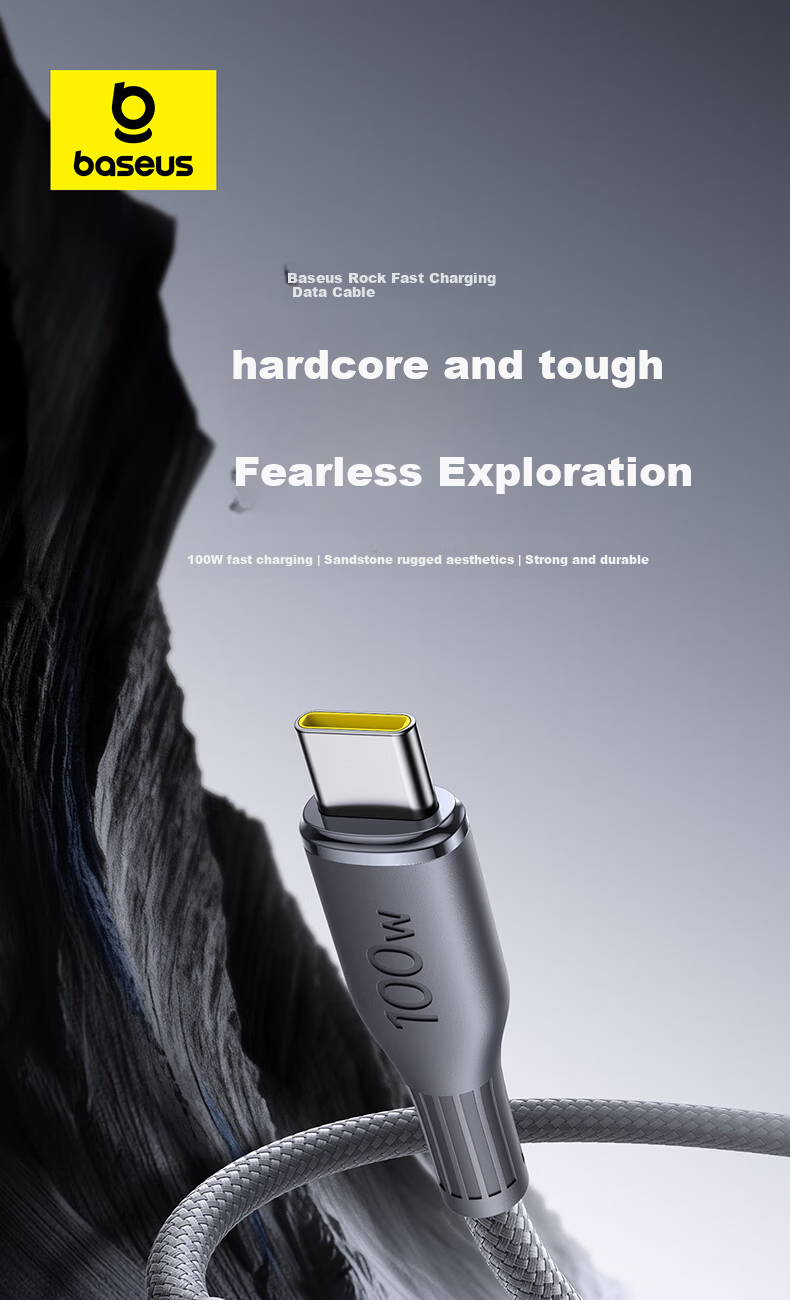BASEUS Dual-Head Type-C Charging Cable, PD100W/88W Super Fast Charging Data Cable, Compatible with Huawei, Honor, Xiaomi, Apple 17/16/15 IPad, Laptops, Car Charger, 2 Gray 1