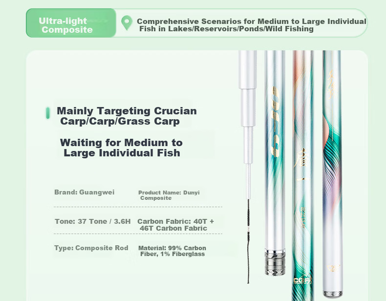 GW New Product Shield One Ultra-Light Comprehensive 5.4-Meter Platform Fishing Rod, Hand Rod with 37 Sections, Carbon Fiber Fishing Pole, Ultra-Light And Ultra-Hard Fishing Rod 18