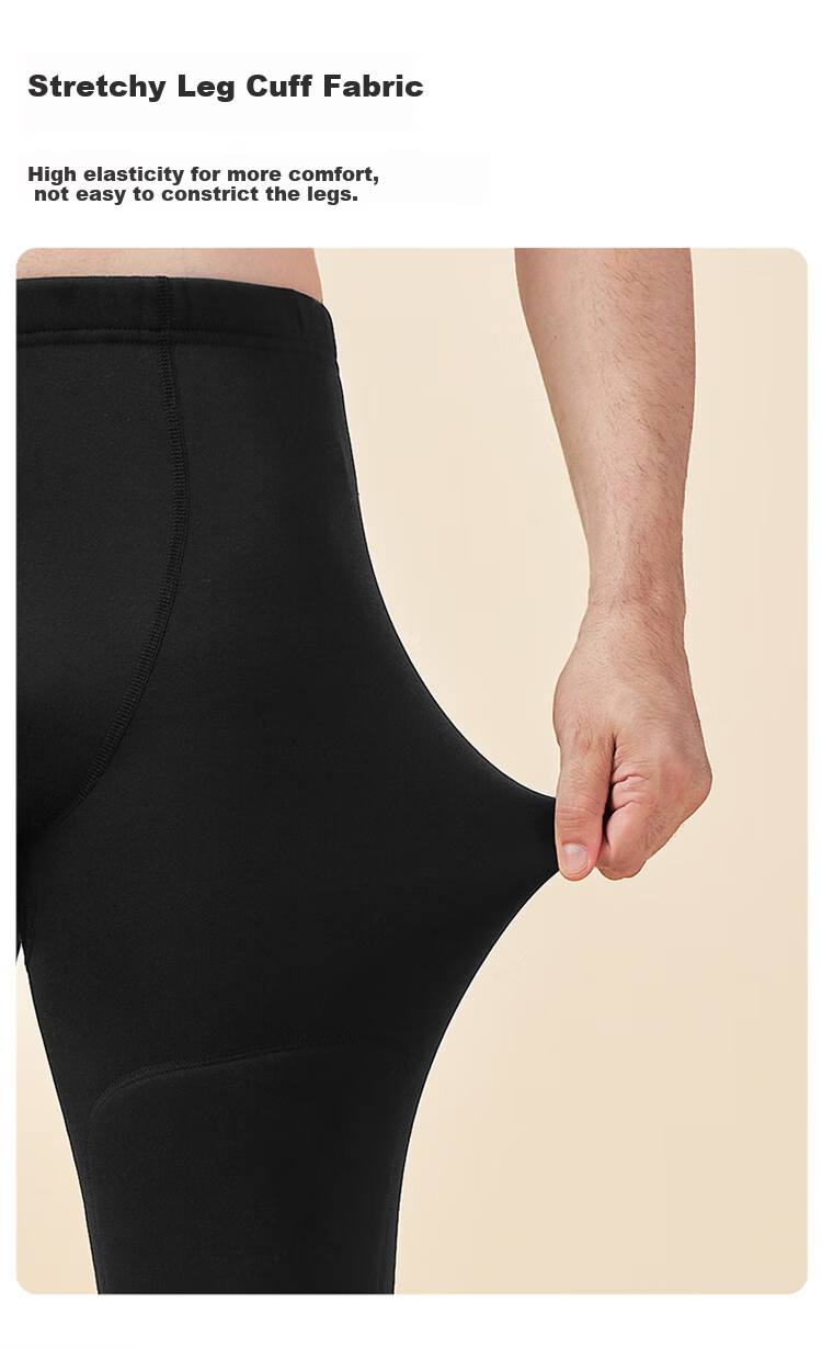 Me feeling Men's Thermal Pants Autumn Winter New Thickened Fleece Lined Wool Silk Knee Support Slim Fit Base Layer Pants Plus Size 10
