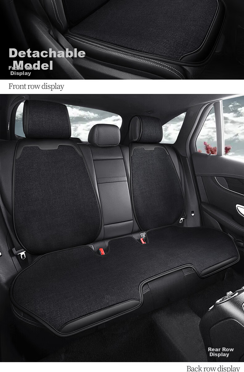 Jiabalan Car Seat Cushion Linen Semi-Enclosed Four-Season Universal Ventilated Breathable Comfortable Seat Cover Cushion 27