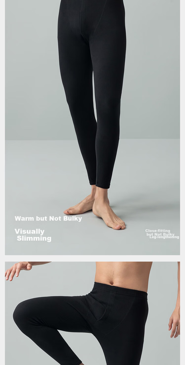 HLA [Xiao Huo-Air8] Men's Thermal Pants Double-Sided Fleece 280g Antibacterial Heating Warm Ginger Autumn Long Johns Single Layer Underwear 8