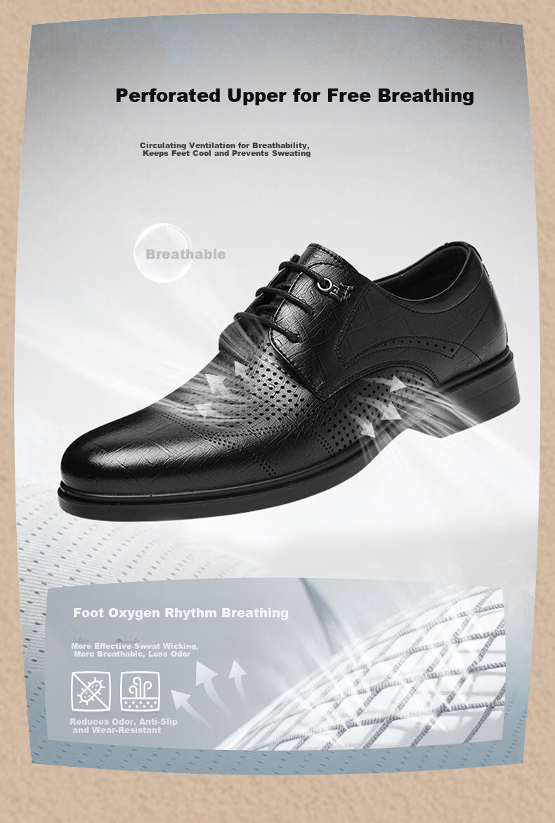HLA Men's Business Formal Derby Casual Leather Shoes HAAPXM4DBG576 Black Size 43 7
