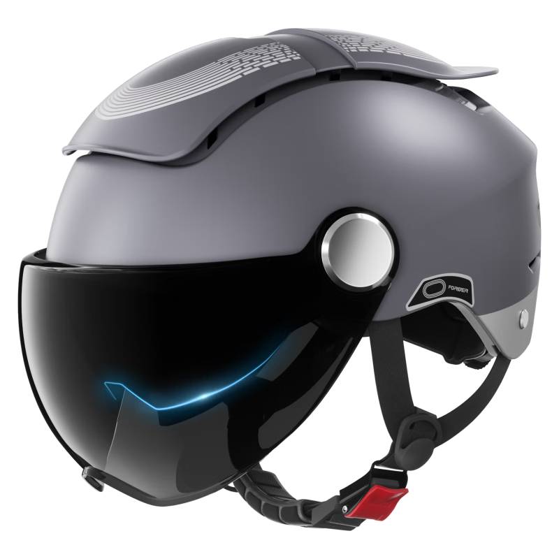 FOREVER Dual-Opening Visor Helmet, 3C Certified, Electric Motorcycle, Unisex, Summer Sun Protection, Dual-Lens Ventilated Half Helmet, Zero-Feel Visor, Breathable All-Season Safety Helmet, 966 Titanium Gray Color-Changing Short Visor