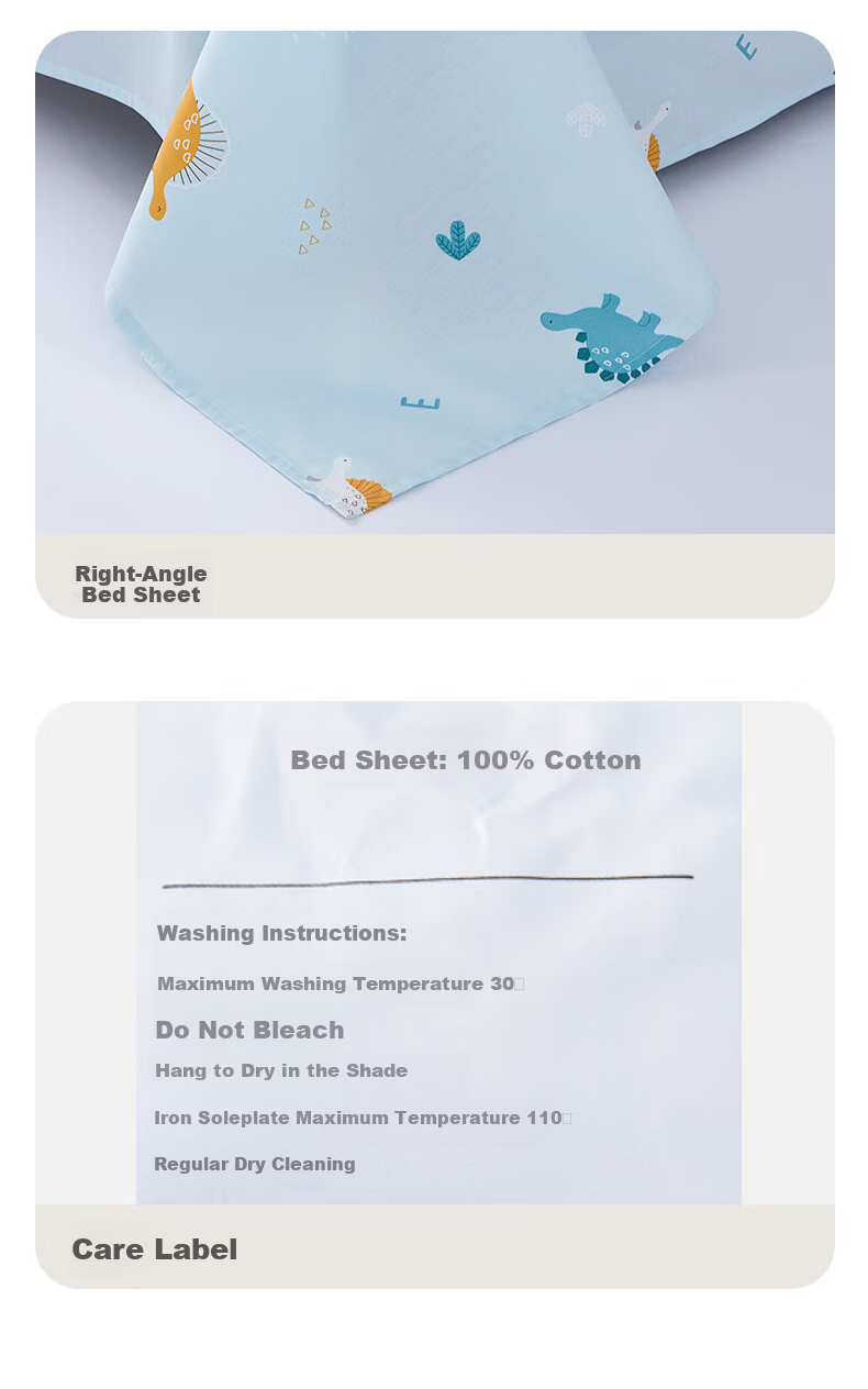 MERCURY Kids Cotton Bed Sheet Single Piece, Maternal And Infant Class A Antibacterial Simple Anti-Dirt Washable Single Bed for Bedroom, 240×230cm 5