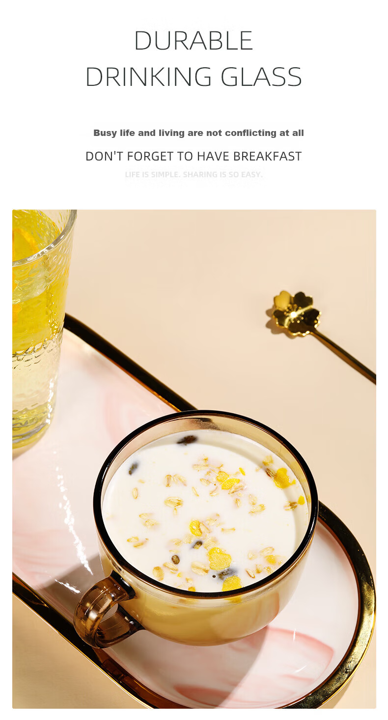 Fuguang Glass Cups, Water Glasses, Tea Cups, Cold Drink Mugs, Milk Beer Juice Cups, Heat-Resistant Mug, Home And Restaurant Use 6