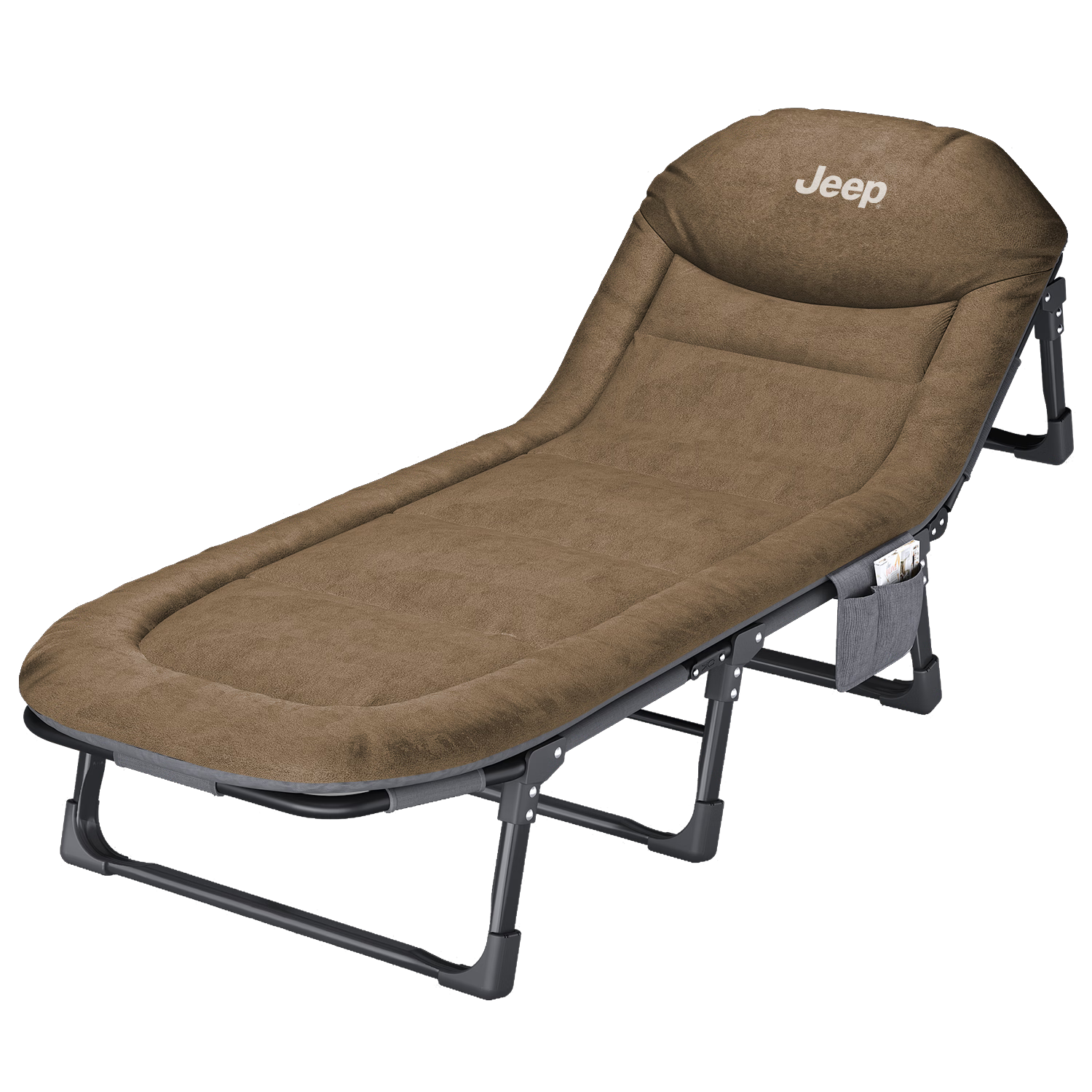 JEEP Folding Recliner Single Nap Bed Office Mattress Integrated Nap Bed Home Military Cot Khaki