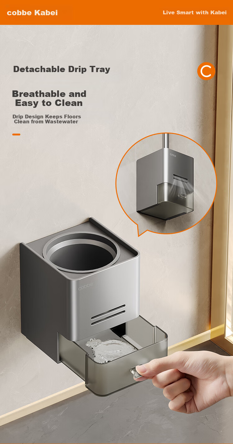 Cobbe Toilet Brush, No Drilling Required, Wall-Mounted Storage Rack, Space Aluminum Gunmetal Gray, Bathroom Silicone Brush, Toilet Cup Holder 6