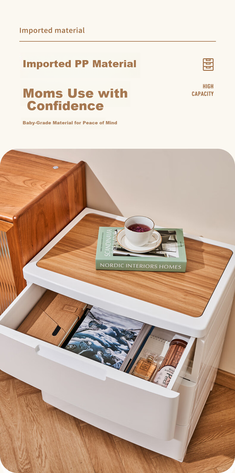 JEKO&JEKO Drawer Storage Cabinet Bedroom Living Room Storage Wardrobe Bedside Cabinet Toy Snack Organizer 6-Tier Chest of Drawers 6