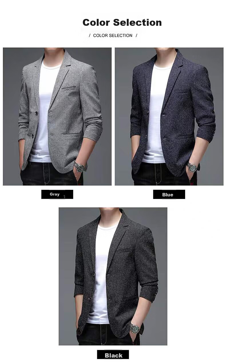 ROMON Men's Fashion Business Single-Breasted Suit Jacket Casual Blazer YT2058 Blue XL 6