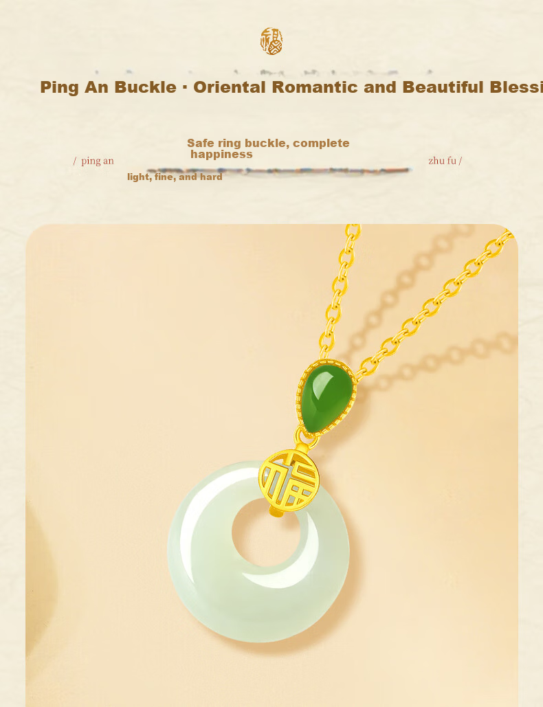 Lianqing Nafu Hetian Jade Silver Peace Buckle Necklace for Women Birthday Gift Women's Day Present for Girlfriend Wife Mom 5