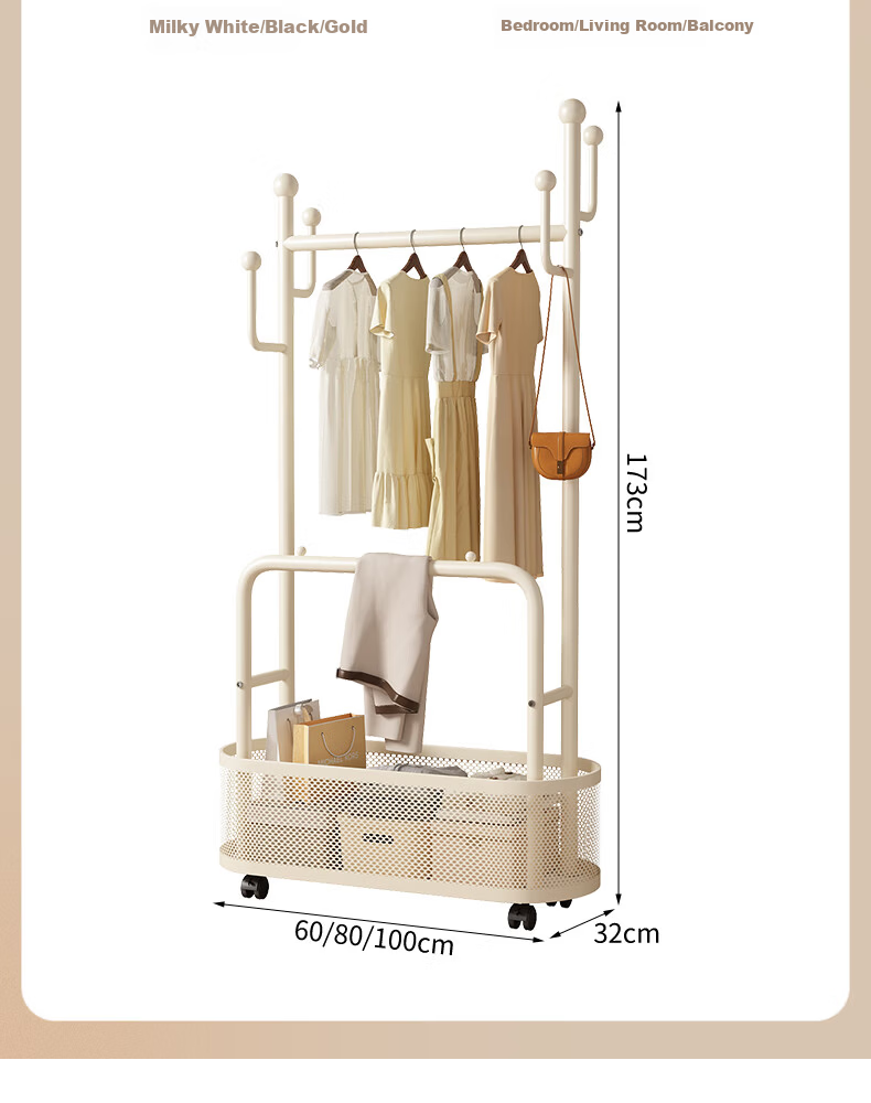 Sannoyilin Floor Standing Coat Rack Bedroom Home Portable Clothes Hanger Indoor Clothes Rack Bedside Clothes Rack 60cm White 15