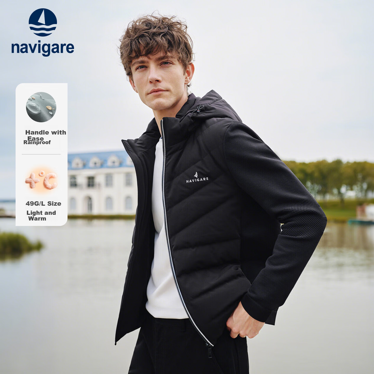 Navikail Italian Small Sailboat 25th Anniversary New Men's Hooded Down Jacket Thin Sports Coat 1341605505