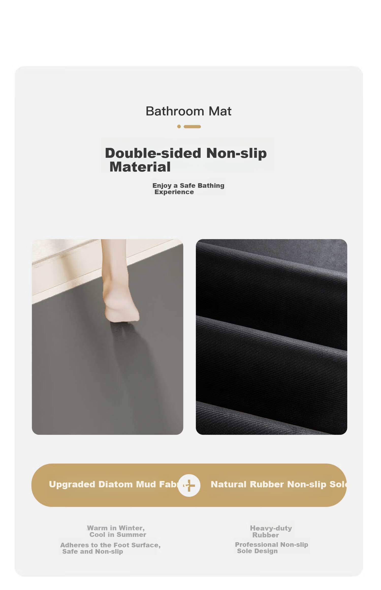 ZHUJUN Bathroom Water Absorbent Floor Mat Non-Slip Quick-Dry Entrance Rug for Toilet and Washroom 4