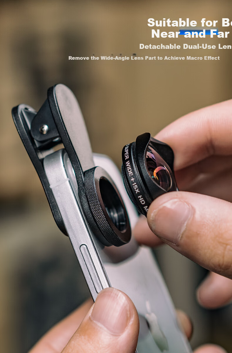 SUREWO 4K Ultra Wide Angle Macro Lens for Apple iPhone Front Camera Fun Fisheye External HD Wide Angle Camera Accessory 6