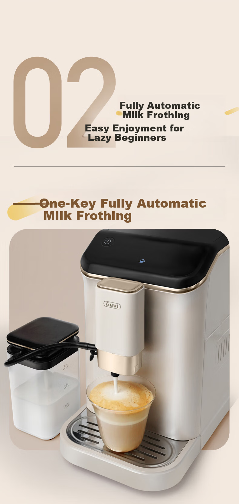 Gevi Fully Automatic Coffee Machine Small Grinder Integrated Italian American Coffee Dual Heating System GV-K01S One-Key Bean Cleaning [7-Day Free Trial] [Price Protection 618] 14