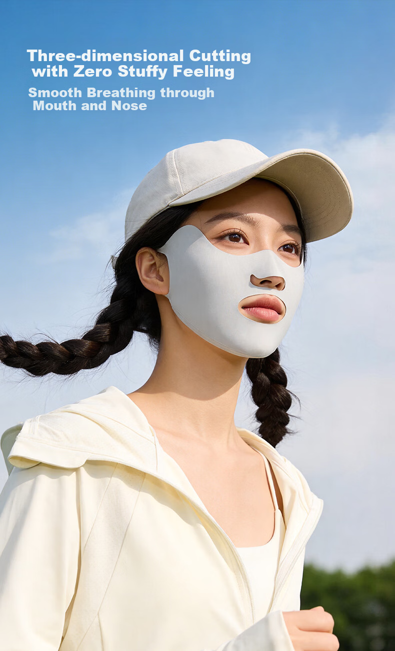 GOLOVEJOY High-Performance Sunscreen Mask Ice Silk Cooling Breathable Outdoor Cycling Commuting UV Protection Eye Corner Face Mask Black 4