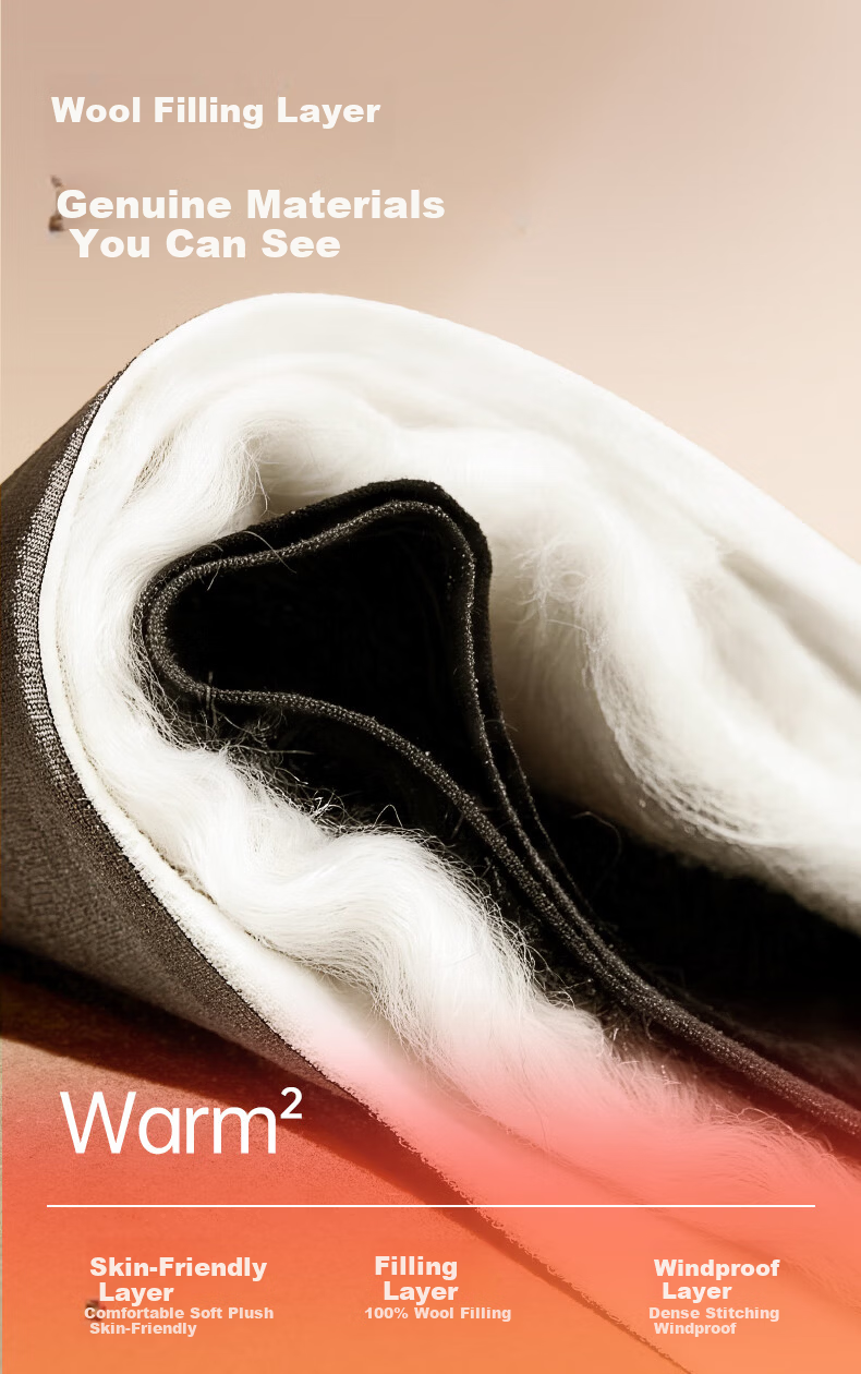 Modal 100% Wool Filled Thermal Pants Men's Winter Cold-Resistant Cotton Pants Waist Support Fleece Lined Thickened Trousers 5