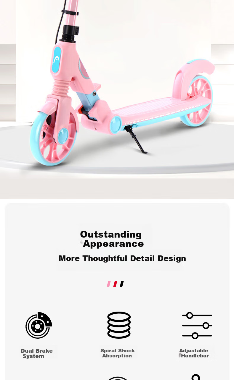 HEAD Adult and Kids Foldable Scooter Adjustable Height Two-Wheel Commuter Kick Scooter with Dual Brakes and Shock Absorption 3