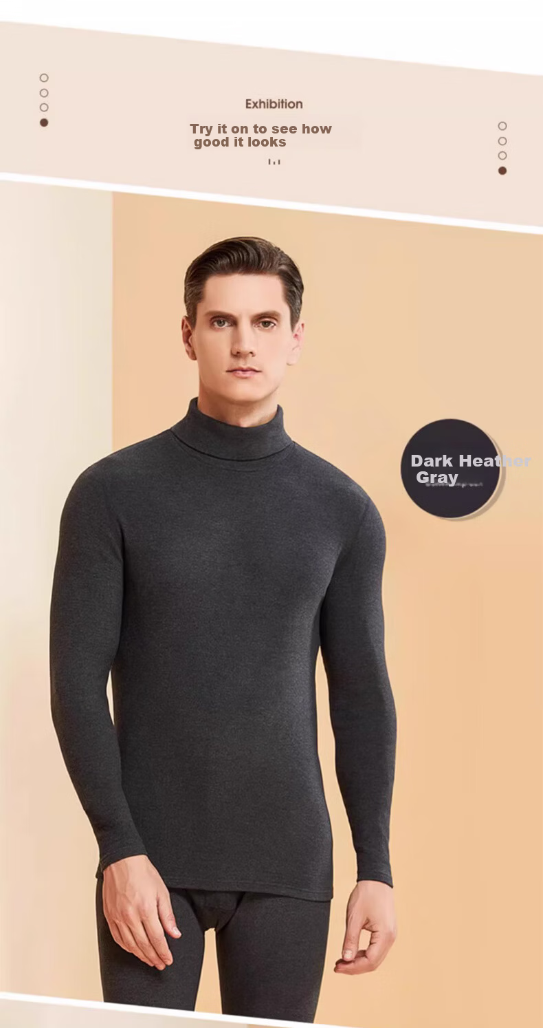 LangSha Autumn Winter German Velvet High Neck Base Shirt 7A Antibacterial Mite-Resistant Men's Outerwear Fleece Thickened Thermal Autumn Top 12