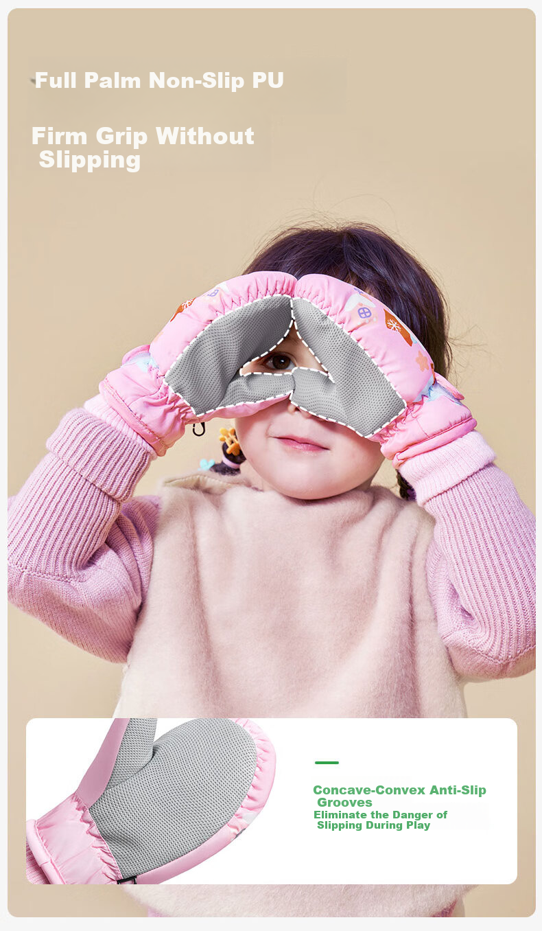Kocotree KK Tree Kids Gloves Ski Autumn Winter Boys Girls Fleece Thickened Baby Snow Play Warm Rabbit Milk Candy 8