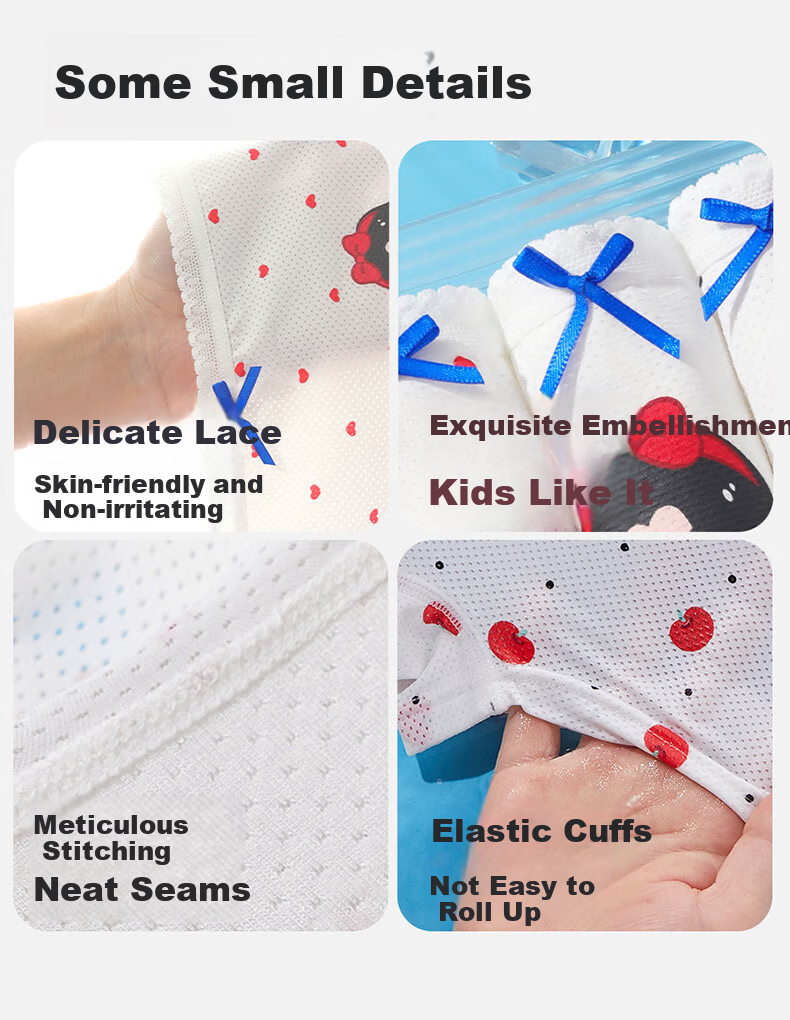 Mianqixiong Girls' Underwear, Ice Silk Mesh Breathable Children's Boxer Briefs, No Wedgie, M030-4 Pack-XL 13