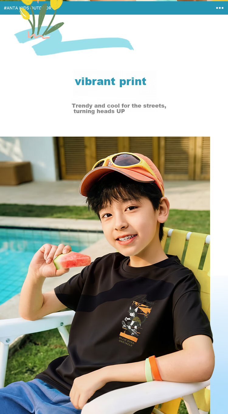 Anta Kids Boys Knit Short Sleeve T-Shirt 2026 Summer Trendy Loose Fit Cotton Sports TA72626101 5