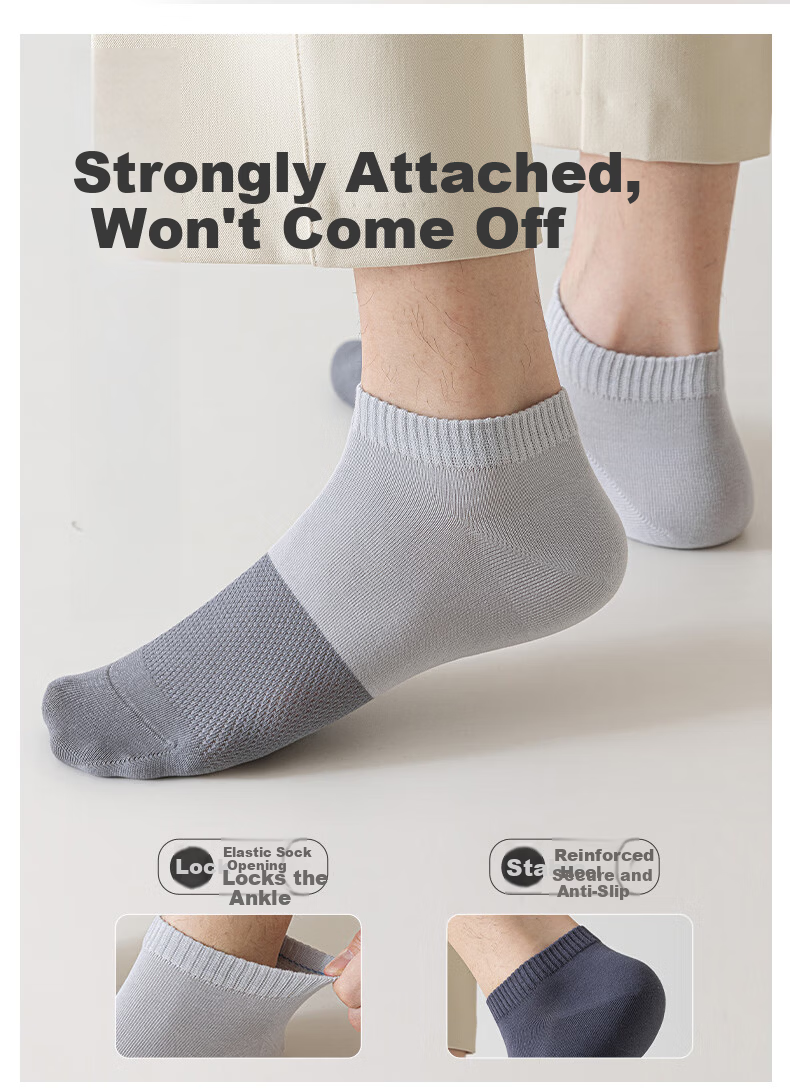 Mianmanman Summer Thin Socks for Men, Mesh Breathable Short Socks, Xinjiang Cotton Antibacterial Deodorant Contrasting Color Low-Cut Ankle Socks, 10 Pairs 6