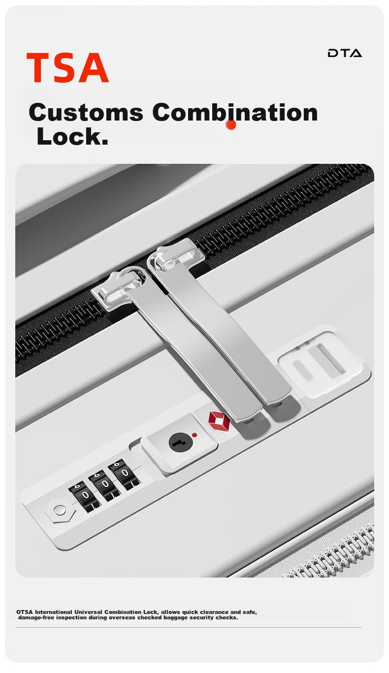DTA Luggage Suitcase Women Front Open Multifunctional Wide Rod Travel Case Password Leather Box Men White 20 Inch 30