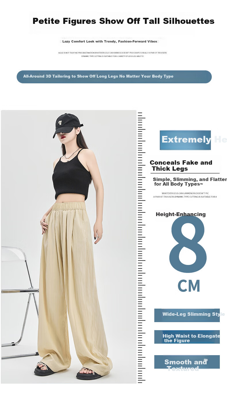MiiOW Women's High-Waisted Straight-Leg Pants for Spring, Summer And Autumn 2026 New Style, Draping Lazy Slimming Versatile Casual Wide-Leg Trousers 6