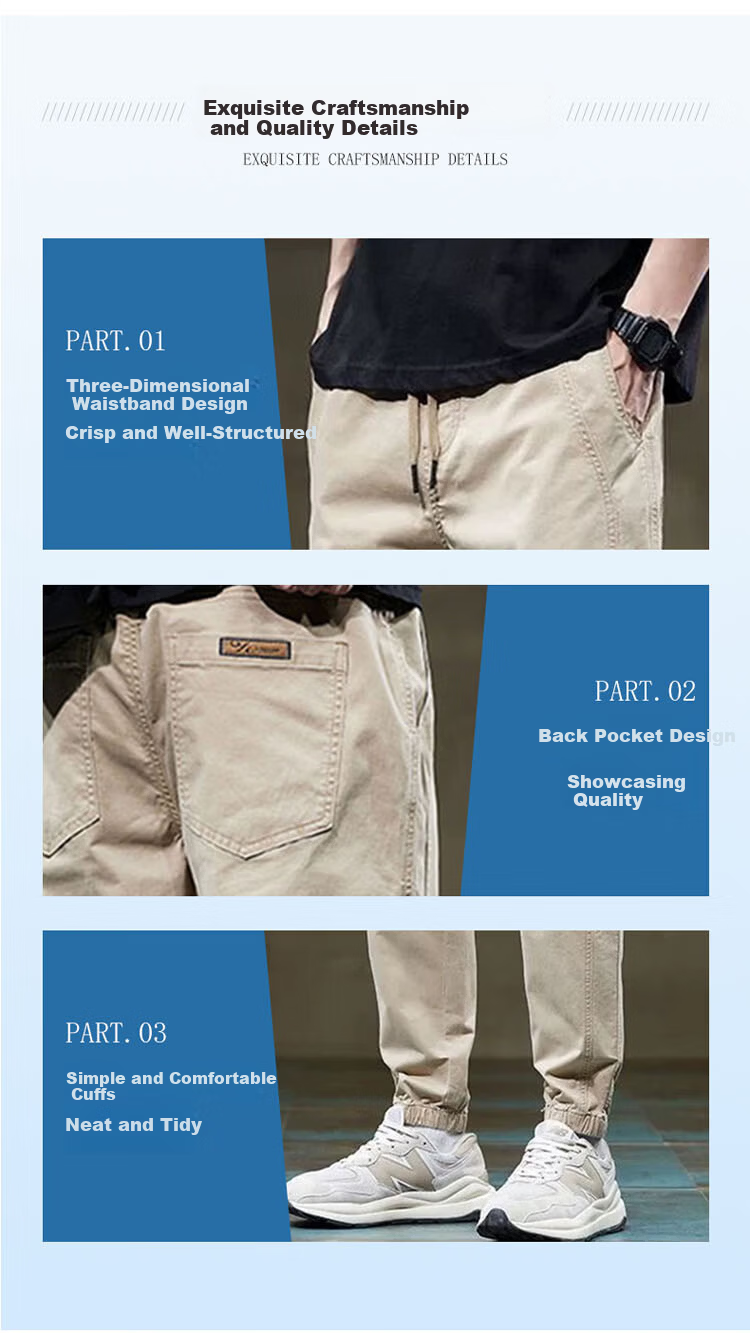 TUCANO Men's Casual Pants Spring Summer Jogger Cargo Pants Loose Trendy Sports Pants Khaki M 2