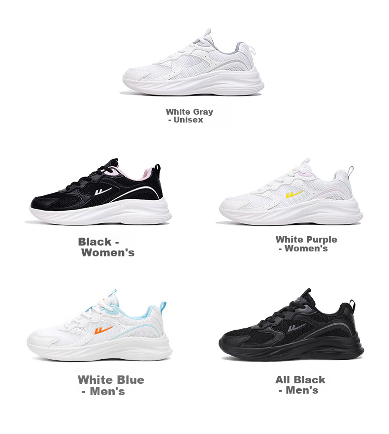 Huili Official Women's Shoes, Summer Breathable Mesh Sneakers, White Women's Shoes, Running Shoes for Women, All Black, Size 42 5
