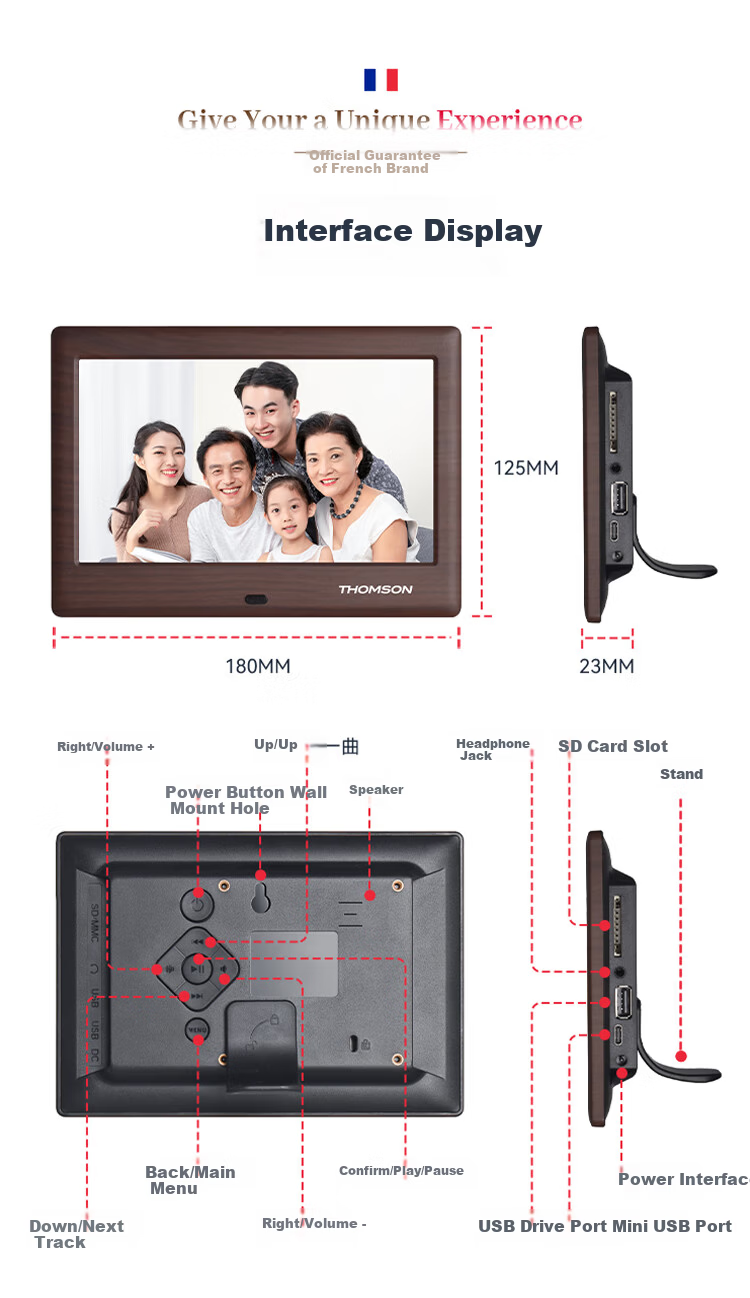 THOMSON, 10.1-Inch Electronic Photo Album, High-Definition Picture Player, Home Digital Photo Frame, Wall-Mountable, Holiday Gift, Customizable Logo, 1001c 10
