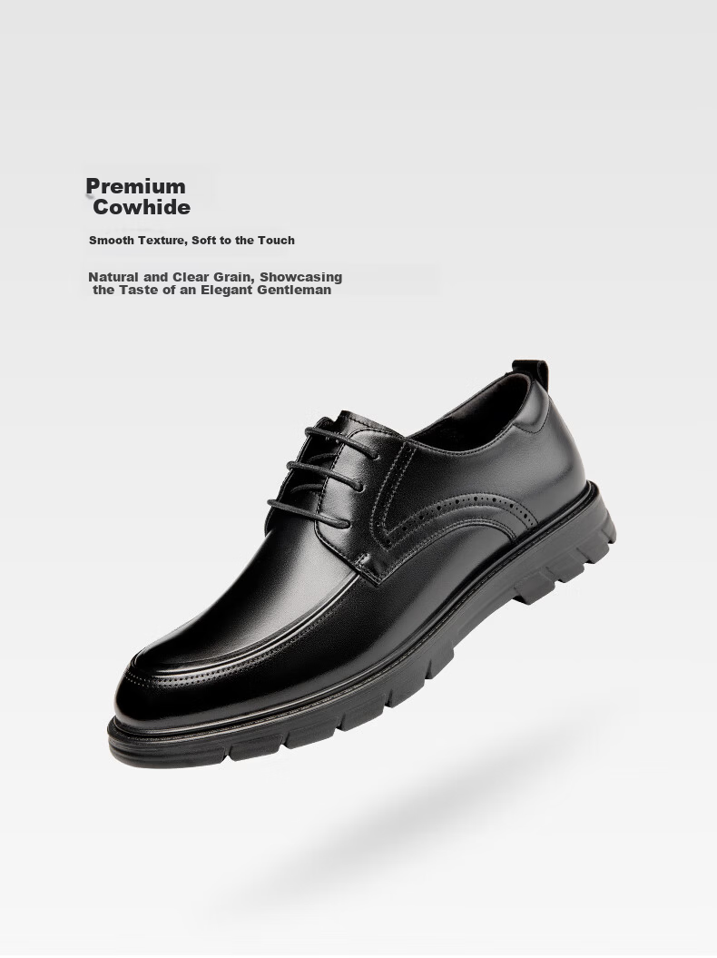 Aokang Business Casual Leather Shoes for Men, Black, Size 38 2