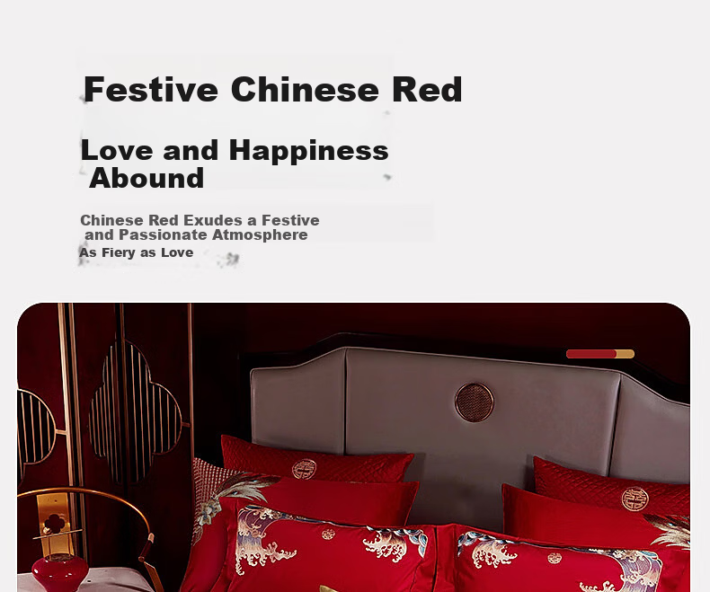 Shuixingjiafang Wedding Bedding Set of Four Pieces, 100S Long-Staple Cotton, Wedding Bed Sheet And Duvet Cover, Lace Jacquard Design, Wedding Gift for 1.8m Bed 5