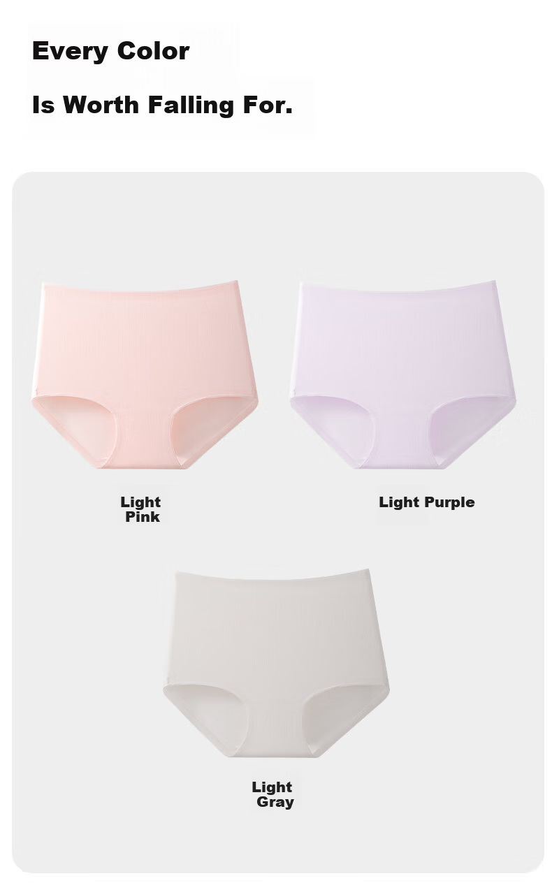 Sanleya Women's Underwear 50s Combed Cotton 10A Antibacterial Pure Cotton Gusset Breathable Comfortable Mid-Waist Briefs 4-Pack 14