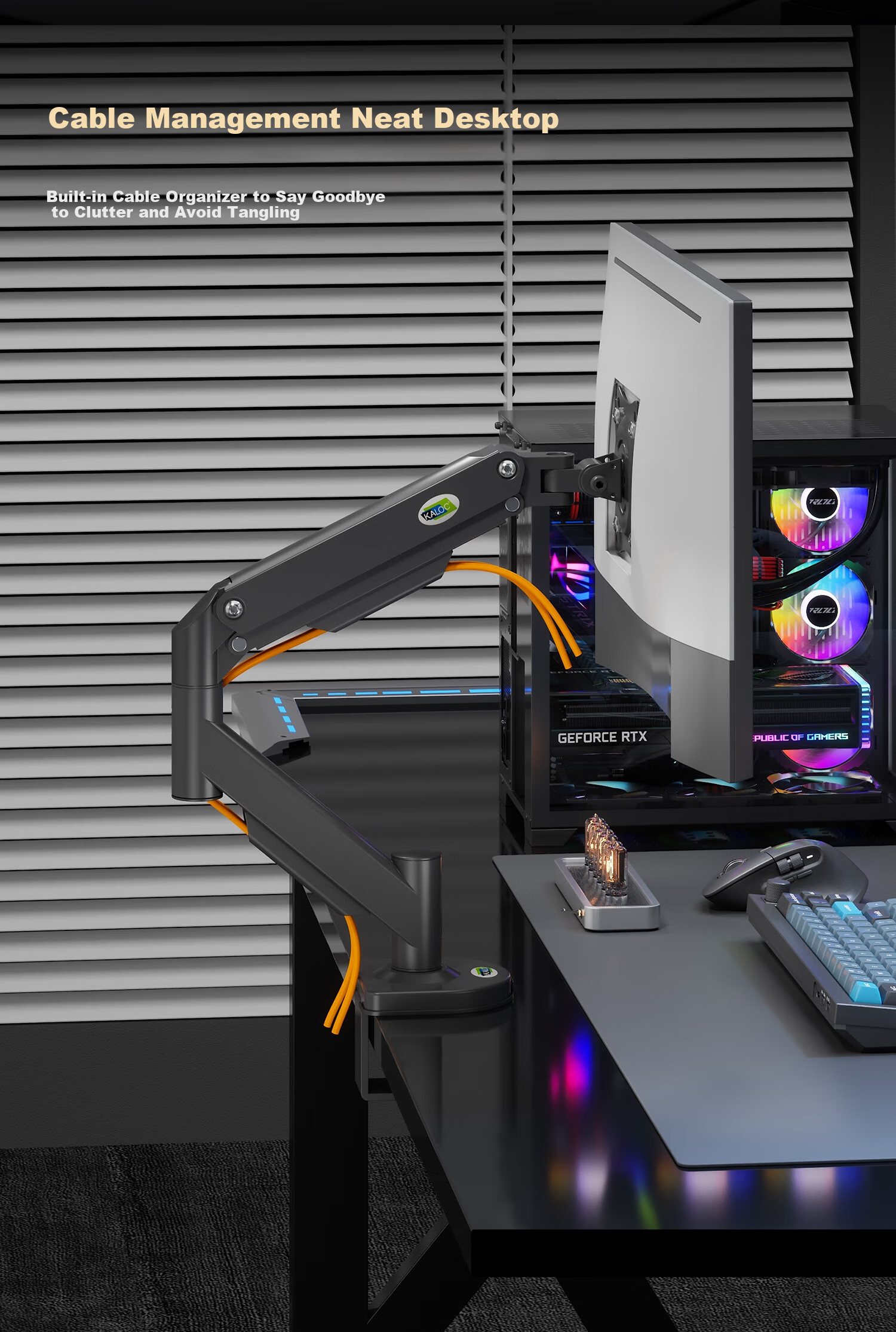 KALOC Monitor Arm, Dual Monitor Stand, Mechanical Arm Display Bracket, Computer Stand, Monitor Suspension Arm, Screen Support DS200-2 7
