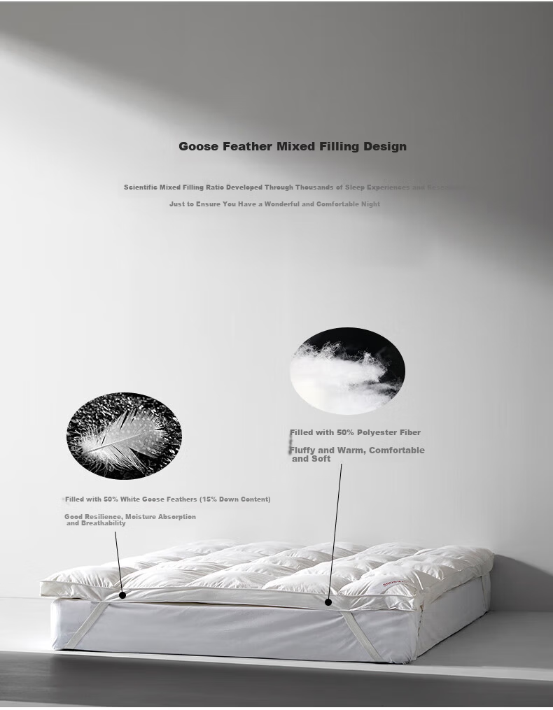 Snowman Five-Star Hotel Soft Down Mattress 15% White Goose Down Mattress Pad Feather Mattress 1.8*2m White 9