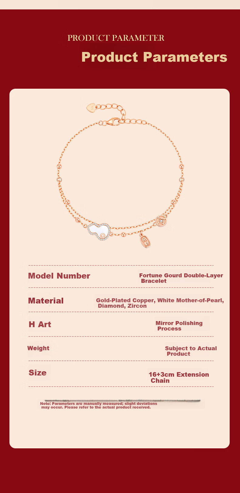 Grace Girl Diamond Fortune Gourd Bracelet Women Niche Chinese Style Light Luxury Jewelry Anniversary Birthday Gift for Girlfriend 4