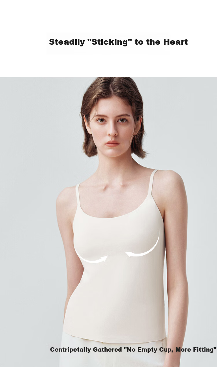 Ubras Yu Shuxin Same Style Small Milk Skin Sizeless Bra for Women with Chest Pads, Camisole Tank Top, Early Autumn Inner Wear Base Layer 11