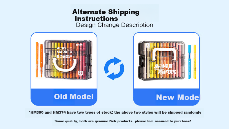 Deli 36-Color Children's Student Stacking Box Star Flash Cabin Round Acrylic Markers Watercolor Pens Birthday Gift Waterproof Hand-painted Gouache Fluorescent Markers New Year Tree Graffiti 1