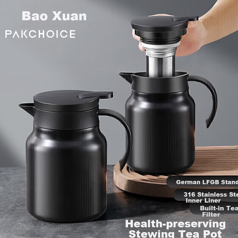 PAKCHOICE Large Capacity Insulated Steeping Teapot 316 Stainless Steel Tea Water Separation Steeping Cup Tea Brewing Pot