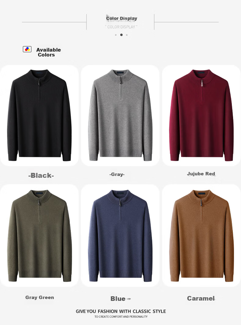 SHANSHANSHANSHAN Men's Wool Sweater Autumn Winter 100% Pure Wool Thickened Warm Base Shirt Red Sweater for Dad's Birth Year 6