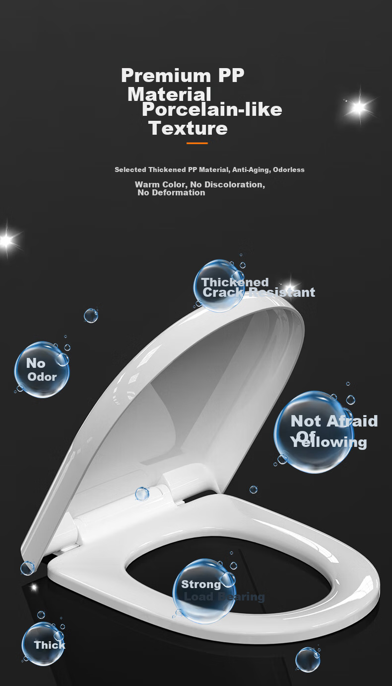 Muvi Universal U-Shaped Enlarged Toilet Seat Cover Thickened Slow-Closing Toilet Lid Cushion for Old-Style Toilets 10