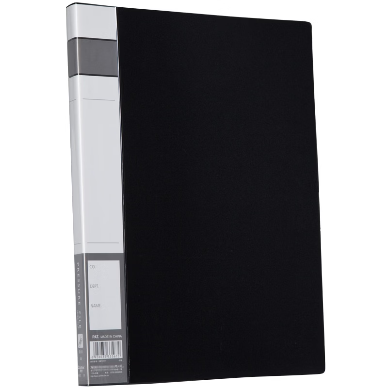 COMIX A4 Black Single Strong Clip Folder with Insert Pocket A4 Document File Folder A602