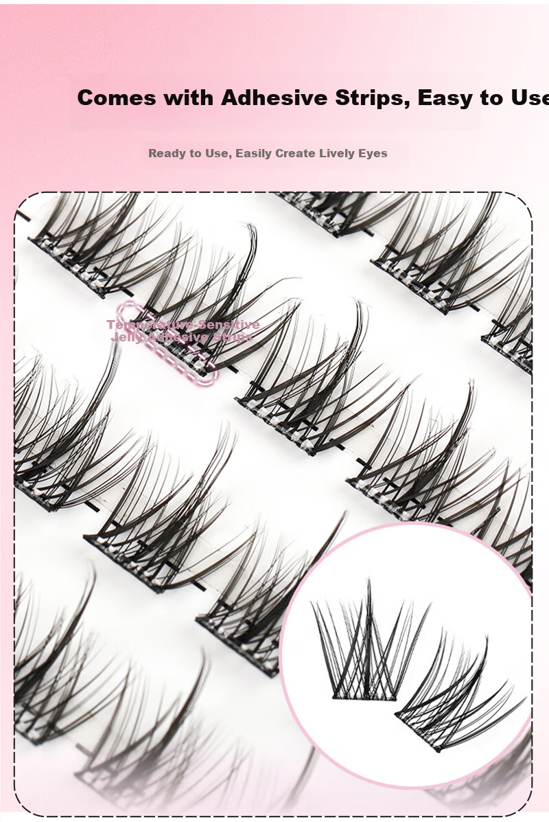 Yushang Jiaren Korean Style Girl Group Glue-Free False Eyelashes Lightweight Natural Realistic Eyelashes with Gold Feather Tweezers for Beginners 3