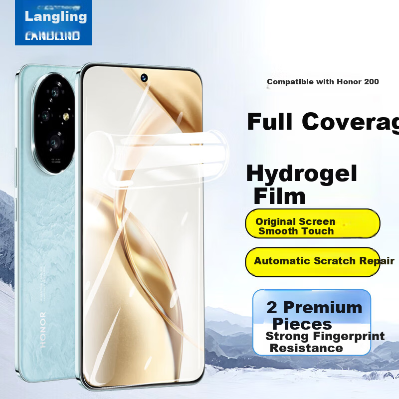 Langling [2 Pieces] Honor Power2 Full Glue Hydrogel Soft Screen Protector HD Bubble-Free Anti-Fingerprint Scratch-Resistant Film