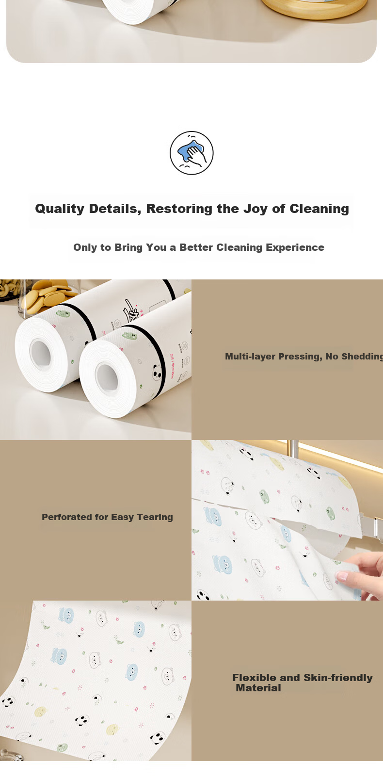 Grace Lazy Cleaning Cloth 24x30cm 50 Sheets Kitchen Disposable Absorbent Oil-Removing Dish Cloths 10